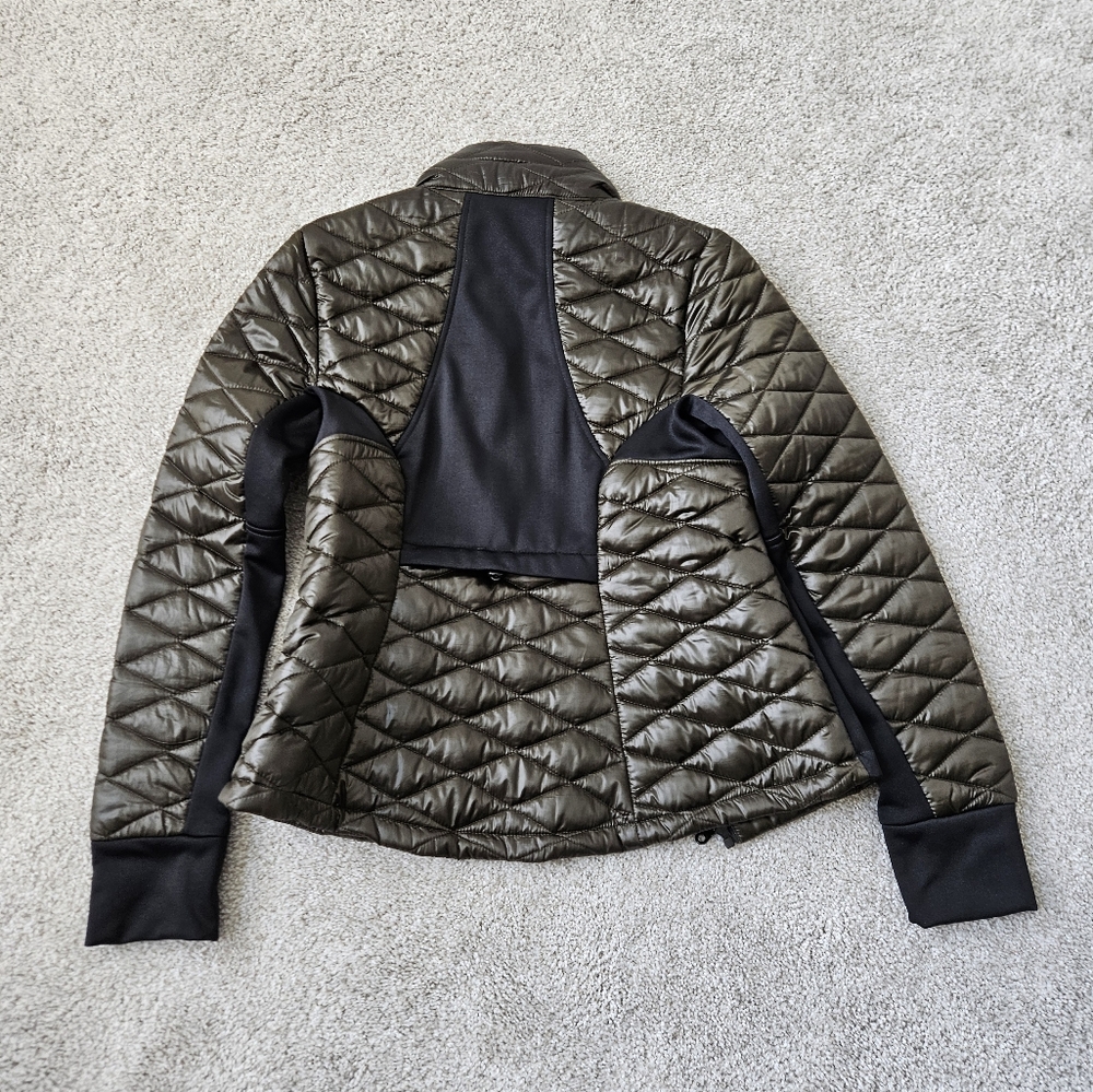 Guess Women's Puffy Jacket; Medium; Dark Green and Black.